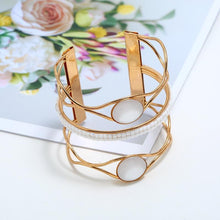 Load image into Gallery viewer, Women Maxi Wide Opening Smooth Metal Resin Mosaic Crystal Bracelet freeshipping - Tyche Ace