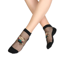 Load image into Gallery viewer, Women Mixed Fibre Crystal Silk Lace Mesh Fishnet Transparent Stretch Socks freeshipping - Tyche Ace