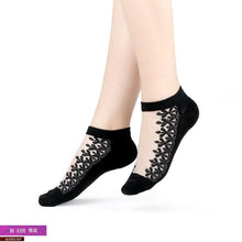 Load image into Gallery viewer, Women Mixed Fibre Crystal Silk Lace Mesh Fishnet Transparent Stretch Socks freeshipping - Tyche Ace