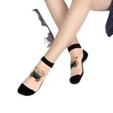 Load image into Gallery viewer, Women Mixed Fibre Crystal Silk Lace Mesh Fishnet Transparent Stretch Socks freeshipping - Tyche Ace