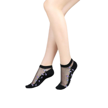 Load image into Gallery viewer, Women Mixed Fibre Crystal Silk Lace Mesh Fishnet Transparent Stretch Socks freeshipping - Tyche Ace