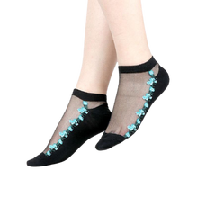 Load image into Gallery viewer, Women Mixed Fibre Crystal Silk Lace Mesh Fishnet Transparent Stretch Socks freeshipping - Tyche Ace