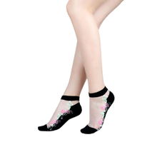 Load image into Gallery viewer, Women Mixed Fibre Crystal Silk Lace Mesh Fishnet Transparent Stretch Socks freeshipping - Tyche Ace
