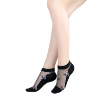 Load image into Gallery viewer, Women Mixed Fibre Crystal Silk Lace Mesh Fishnet Transparent Stretch Socks freeshipping - Tyche Ace