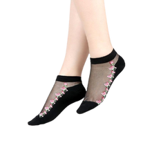 Load image into Gallery viewer, Women Mixed Fibre Crystal Silk Lace Mesh Fishnet Transparent Stretch Socks freeshipping - Tyche Ace
