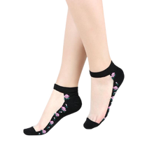 Load image into Gallery viewer, Women Mixed Fibre Crystal Silk Lace Mesh Fishnet Transparent Stretch Socks freeshipping - Tyche Ace