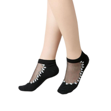 Load image into Gallery viewer, Women Mixed Fibre Crystal Silk Lace Mesh Fishnet Transparent Stretch Socks freeshipping - Tyche Ace