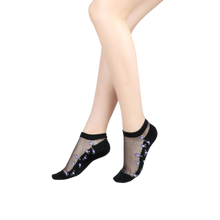 Load image into Gallery viewer, Women Mixed Fibre Crystal Silk Lace Mesh Fishnet Transparent Stretch Socks freeshipping - Tyche Ace