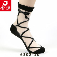 Load image into Gallery viewer, Women Mixed Fibre Lace Mesh Fishnet Transparent Socks freeshipping - Tyche Ace