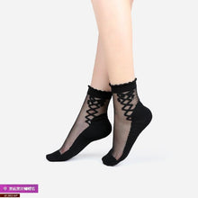 Load image into Gallery viewer, Women Mixed Fibre Lace Mesh Fishnet Transparent Socks freeshipping - Tyche Ace