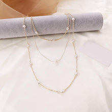 Load image into Gallery viewer, Women Multilayer Exquisite Pearl & Gold Clavicle Necklace Earrings Set freeshipping - Tyche Ace