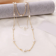 Load image into Gallery viewer, Women Multilayer Exquisite Pearl & Gold Clavicle Necklace Earrings Set freeshipping - Tyche Ace
