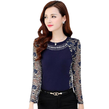 Load image into Gallery viewer, Women Patchwork Lace Long Sleeve Blouse freeshipping - Tyche Ace