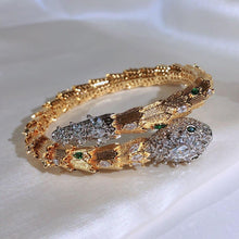Load image into Gallery viewer, Women Red Green Eyes Gold Opening Snake Zircon Bracelet freeshipping - Tyche Ace