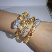 Load image into Gallery viewer, Women Red Green Eyes Gold Opening Snake Zircon Bracelet freeshipping - Tyche Ace