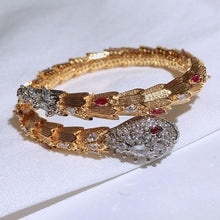 Load image into Gallery viewer, Women Red Green Eyes Gold Opening Snake Zircon Bracelet freeshipping - Tyche Ace