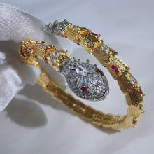 Load image into Gallery viewer, Women Red Green Eyes Gold Opening Snake Zircon Bracelet freeshipping - Tyche Ace