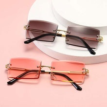 Load image into Gallery viewer, Women Retro Style Rimless Rectangle Shaped Gradient Lens Sunglasses freeshipping - Tyche Ace
