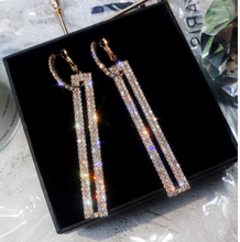 Load image into Gallery viewer, Women Rhinestone Long Rectangle Geometric Drop Earrings freeshipping - Tyche Ace