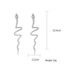 Load image into Gallery viewer, Women Rhinestone Long Tassel Crystal Drop Shiny Snake Earrings freeshipping - Tyche Ace
