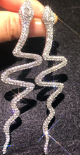 Load image into Gallery viewer, Women Rhinestone Long Tassel Crystal Drop Shiny Snake Earrings freeshipping - Tyche Ace