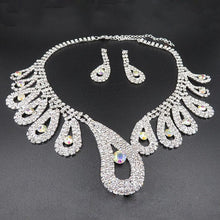 Load image into Gallery viewer, Women Rhinestone Silver Plated Necklace Earrings Sets freeshipping - Tyche Ace