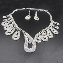 Load image into Gallery viewer, Women Rhinestone Silver Plated Necklace Earrings Sets freeshipping - Tyche Ace