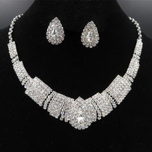 Load image into Gallery viewer, Women Rhinestone Silver Plated Necklace Earrings Sets freeshipping - Tyche Ace