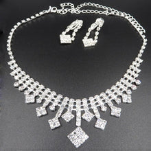Load image into Gallery viewer, Women Rhinestone Silver Plated Necklace Earrings Sets freeshipping - Tyche Ace