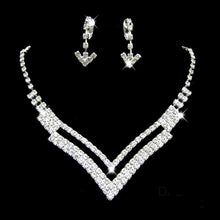 Load image into Gallery viewer, Women Rhinestone Silver Plated Necklace Earrings Sets freeshipping - Tyche Ace