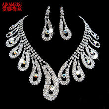 Load image into Gallery viewer, Women Rhinestone Silver Plated Necklace Earrings Sets freeshipping - Tyche Ace