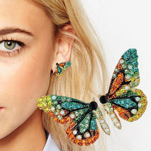 Load image into Gallery viewer, Women Rhinestone Wild Personality  Metal Butterfly Wings Earrings freeshipping - Tyche Ace