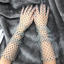 Load image into Gallery viewer, Women Short Tulle Stretchy  Spots Mesh Lace Gloves freeshipping - Tyche Ace