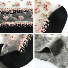 Load image into Gallery viewer, Women Silk Breathable Transparent Ultra Thin Crystal Rose Flower Lace Socks freeshipping - Tyche Ace