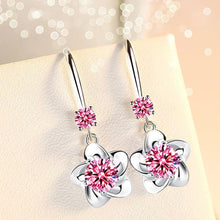 Load image into Gallery viewer, Women Sterling Silver Crystal Long Tassel Flower Hook Earrings freeshipping - Tyche Ace