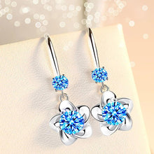 Load image into Gallery viewer, Women Sterling Silver Crystal Long Tassel Flower Hook Earrings freeshipping - Tyche Ace