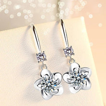 Load image into Gallery viewer, Women Sterling Silver Crystal Long Tassel Flower Hook Earrings freeshipping - Tyche Ace