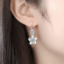 Load image into Gallery viewer, Women Sterling Silver Crystal Long Tassel Flower Hook Earrings freeshipping - Tyche Ace