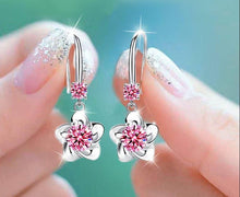 Load image into Gallery viewer, Women Sterling Silver Crystal Long Tassel Flower Hook Earrings freeshipping - Tyche Ace
