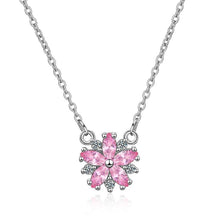 Load image into Gallery viewer, Women Sterling Silver Pink Clear Zircon Flower Necklace Earrings Bracelet Set freeshipping - Tyche Ace