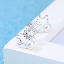 Load image into Gallery viewer, Women Sterling Silver Simulated Pearl Hexagram Star Earrings freeshipping - Tyche Ace