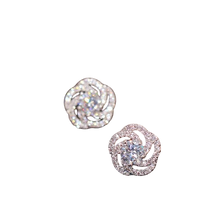 Load image into Gallery viewer, Women Sterling Silver Twist Stackable Rose Flower Zircon Crystal Stud Earrings freeshipping - Tyche Ace