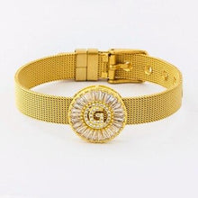Load image into Gallery viewer, Women Stunning Stainless Steel Crystal Initials Letter Watch Belt Bracelets freeshipping - Tyche Ace