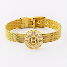 Load image into Gallery viewer, Women Stunning Stainless Steel Crystal Initials Letter Watch Belt Bracelets freeshipping - Tyche Ace