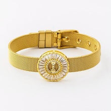 Load image into Gallery viewer, Women Stunning Stainless Steel Crystal Initials Letter Watch Belt Bracelets freeshipping - Tyche Ace