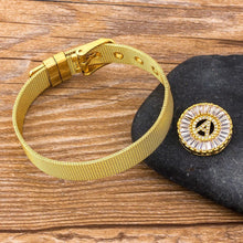 Load image into Gallery viewer, Women Stunning Stainless Steel Crystal Initials Letter Watch Belt Bracelets freeshipping - Tyche Ace