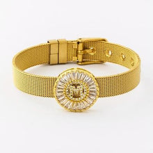 Load image into Gallery viewer, Women Stunning Stainless Steel Crystal Initials Letter Watch Belt Bracelets freeshipping - Tyche Ace