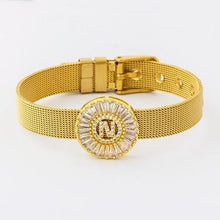 Load image into Gallery viewer, Women Stunning Stainless Steel Crystal Initials Letter Watch Belt Bracelets freeshipping - Tyche Ace
