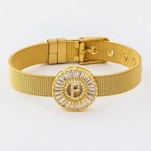Load image into Gallery viewer, Women Stunning Stainless Steel Crystal Initials Letter Watch Belt Bracelets freeshipping - Tyche Ace