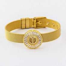 Load image into Gallery viewer, Women Stunning Stainless Steel Crystal Initials Letter Watch Belt Bracelets freeshipping - Tyche Ace